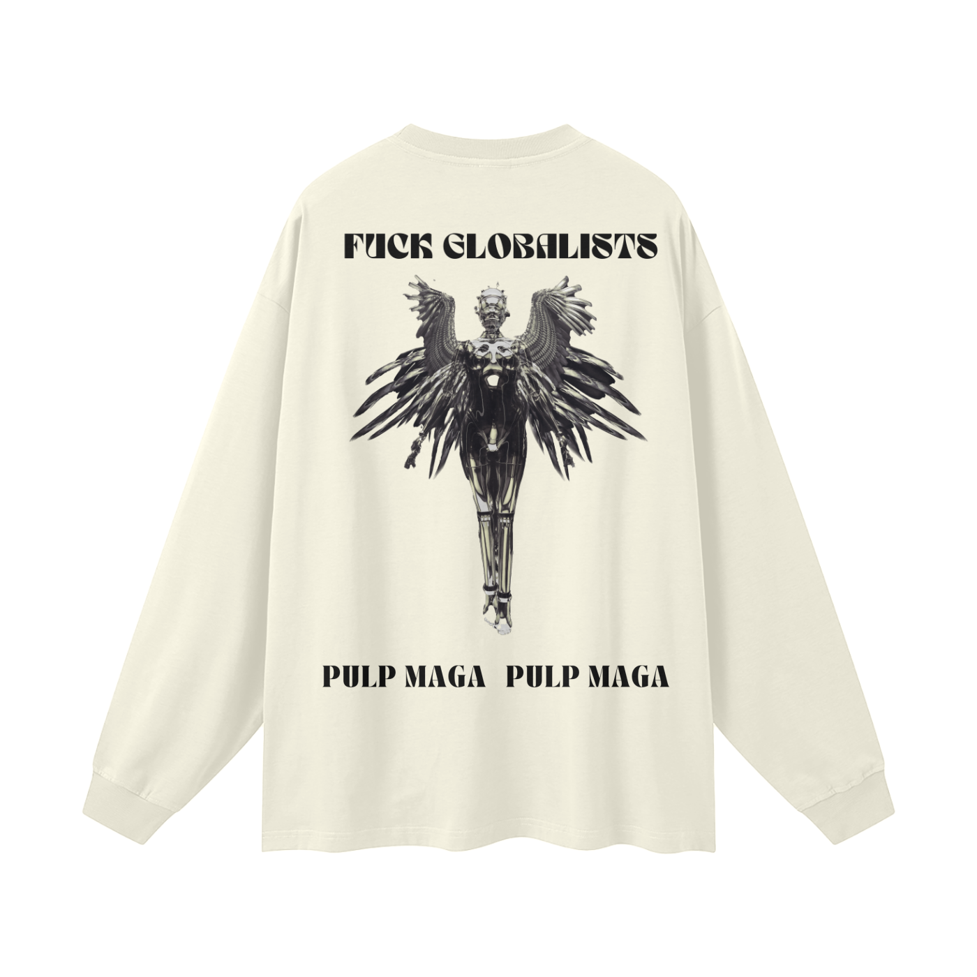 modern republican graphic long sleeve streetwear tee with robot angel graphic