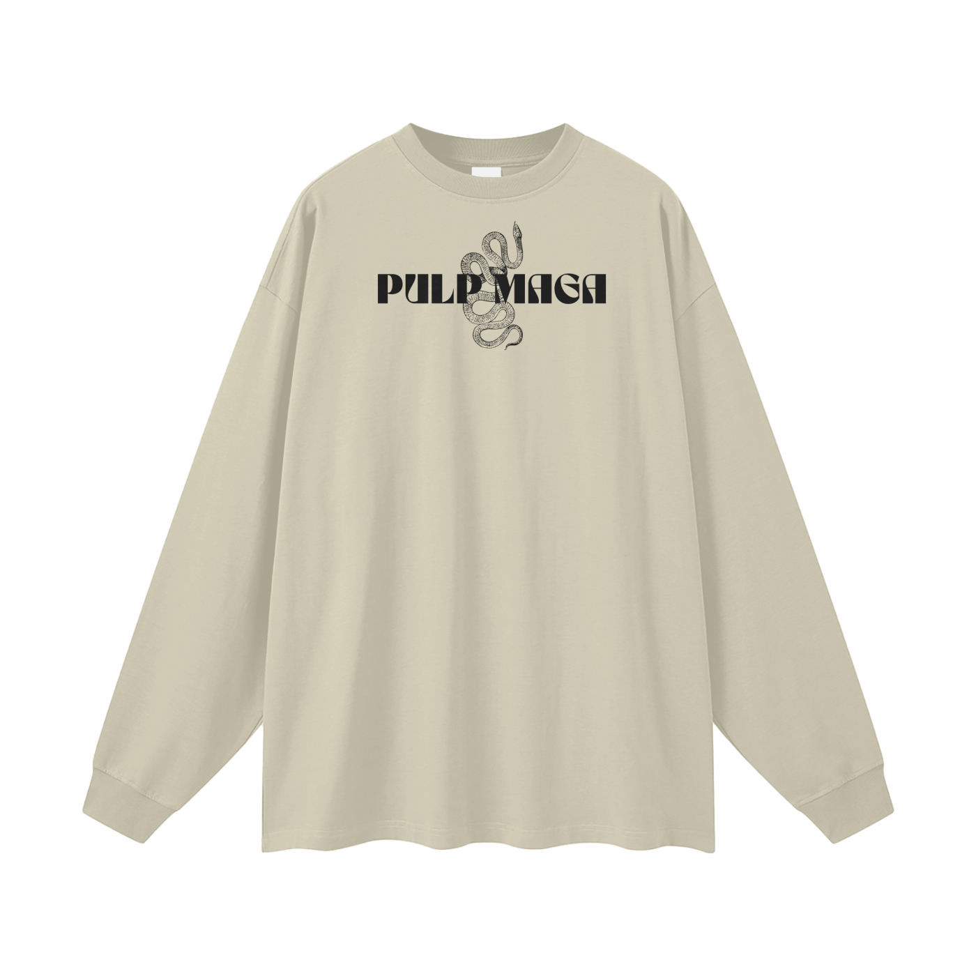 streetwear sand color long sleeve with pulp maga logo in black
