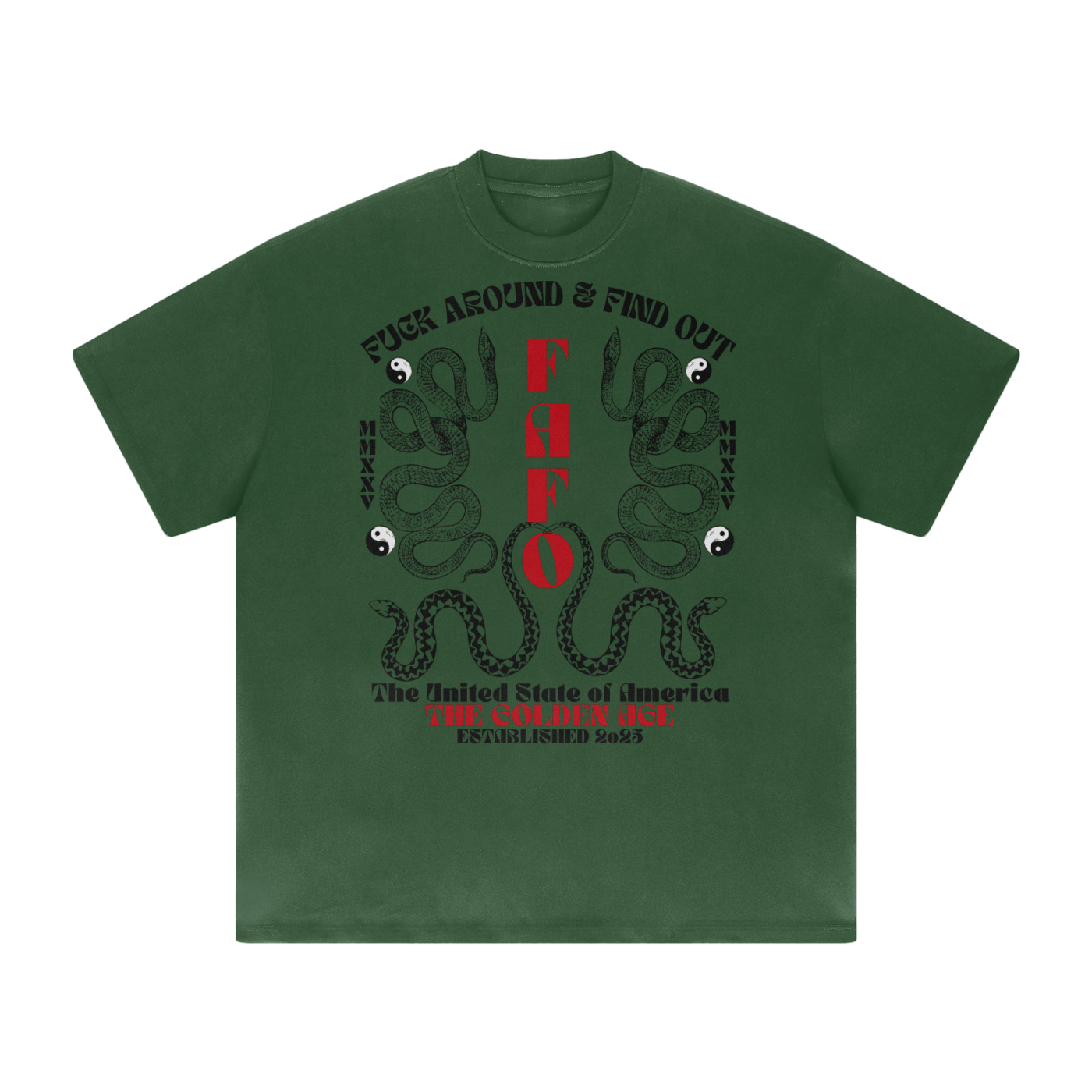 earth tone t-shirt with trump 'golden age of america' text 