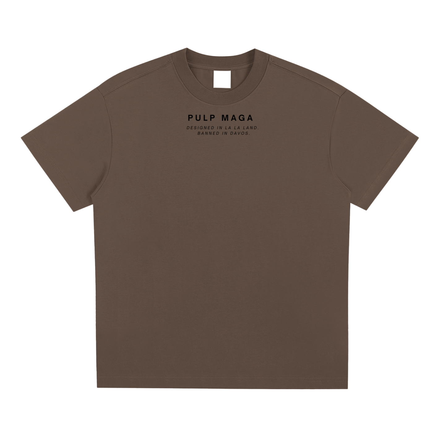 brown muted quiet luxury streetwear t-shirt with maga logo