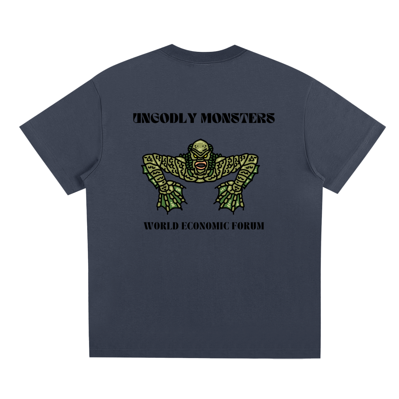 midnight blue pulp maga trump graphic tee with mutant print
