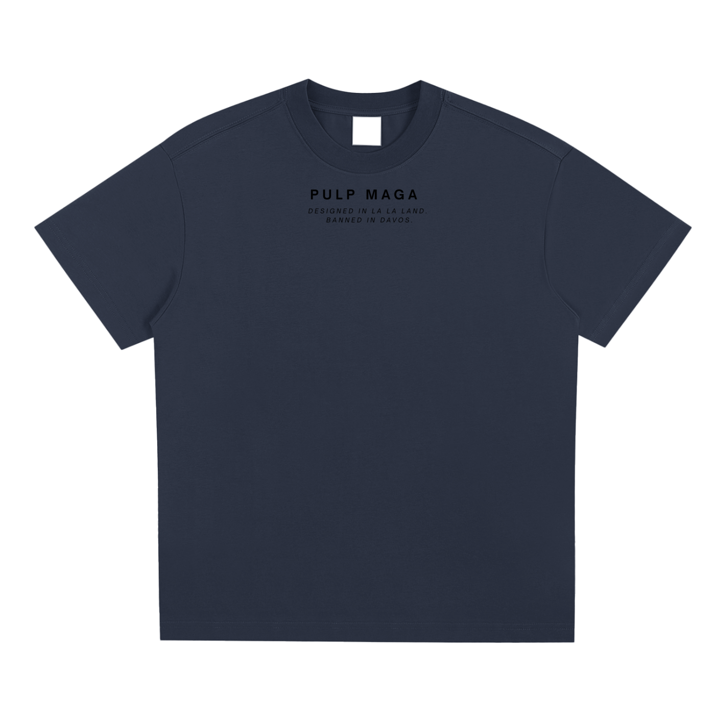 quiet luxury pulp maga logo tee for trump in midnight blue