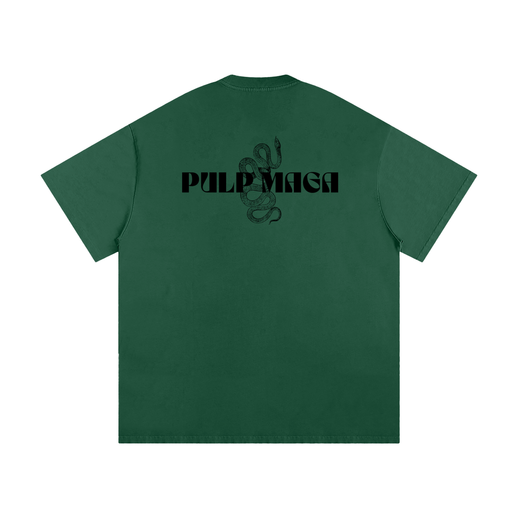 Green t-shirt with 'Pulp Maga' logo on premium cotton with streetwear fit