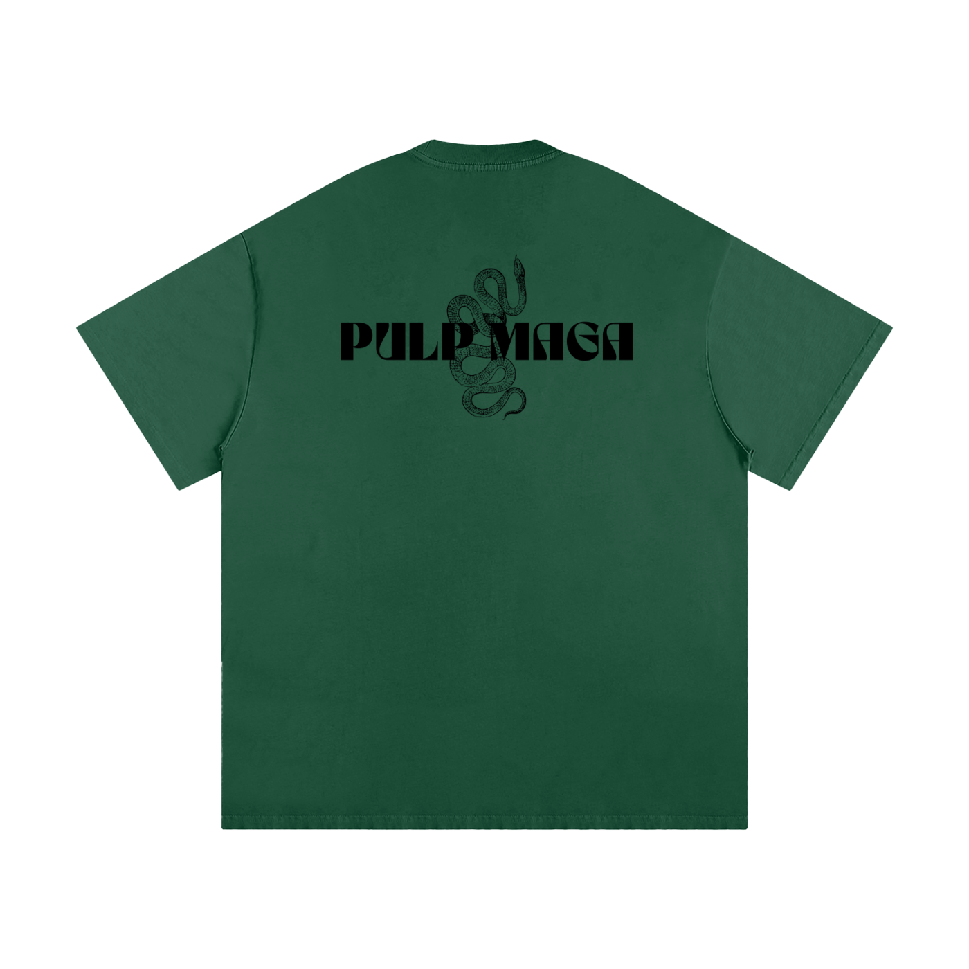 Green t-shirt with 'Pulp Maga' logo on premium cotton with streetwear fit