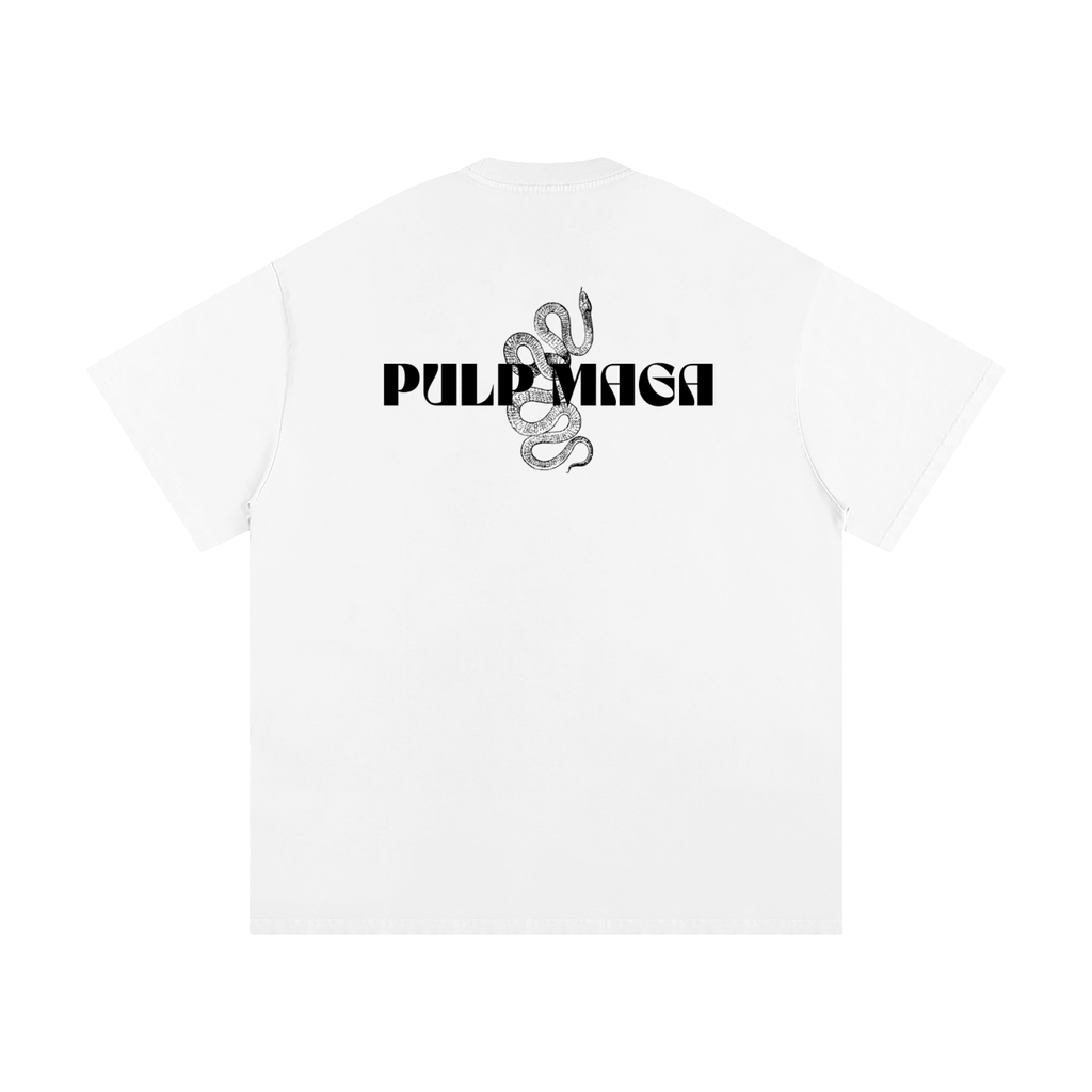 classic pulp maga heavyweight streetwear logo t-shirt with black text
