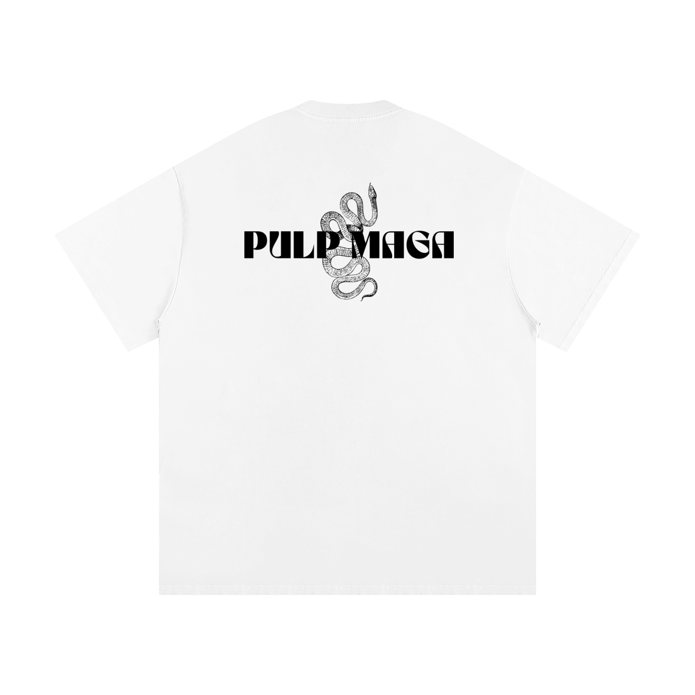 classic pulp maga heavyweight streetwear logo t-shirt with black text