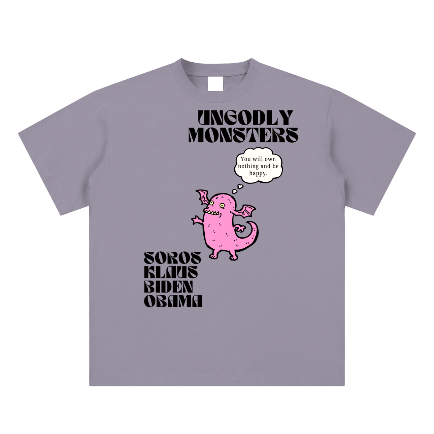 own nothing and be happy gray purple  streetwear graphic shirt