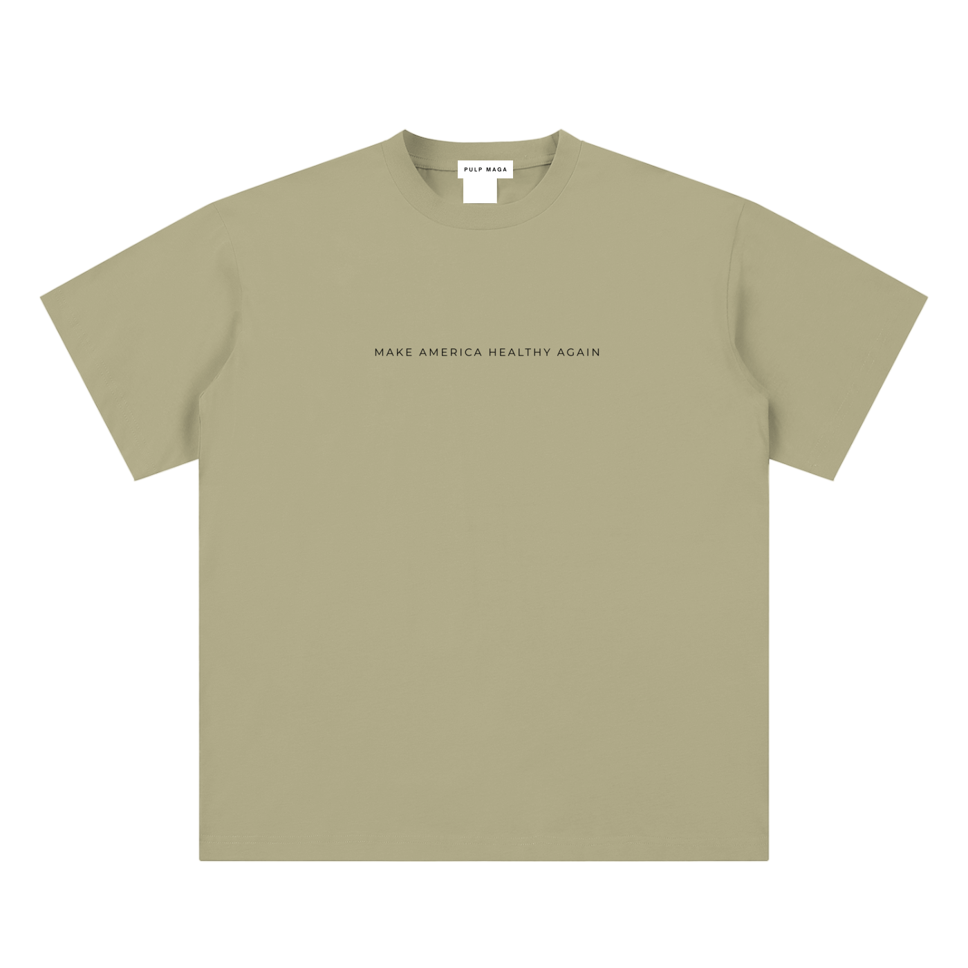 health freedom t-shirt front view in gray coffee with Make America Healthy Again text on sueded cotton tee