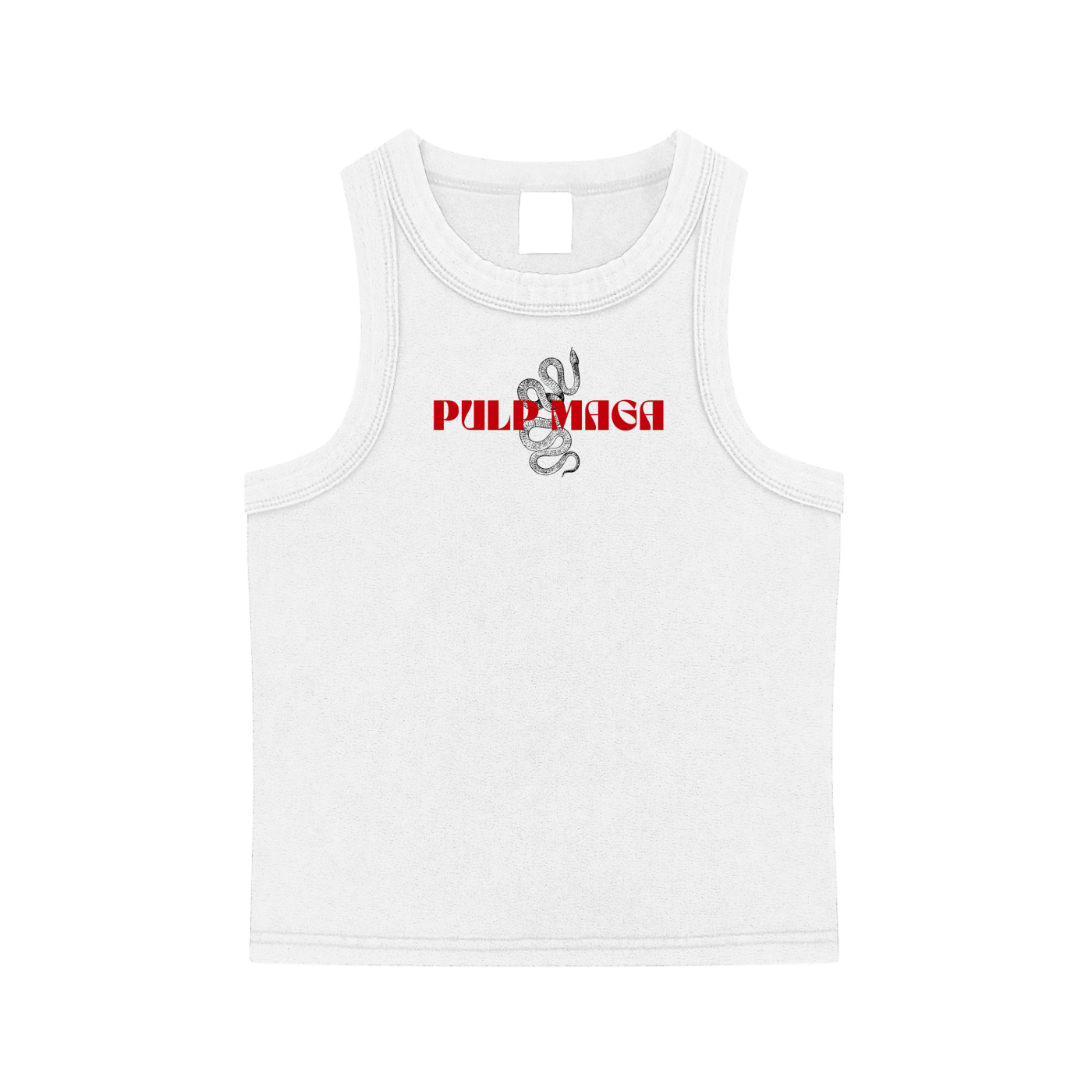 pulp maga cropped womens minimal 90s logo tank