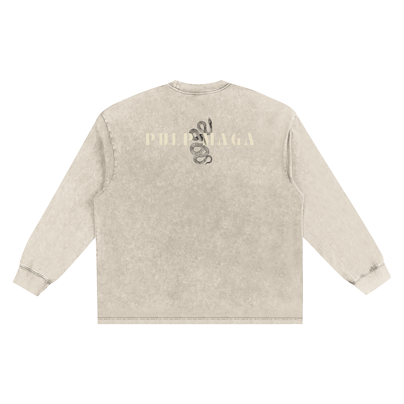 muted stone shirt with graphic pulp maga logo long sleeve streetwear style fit