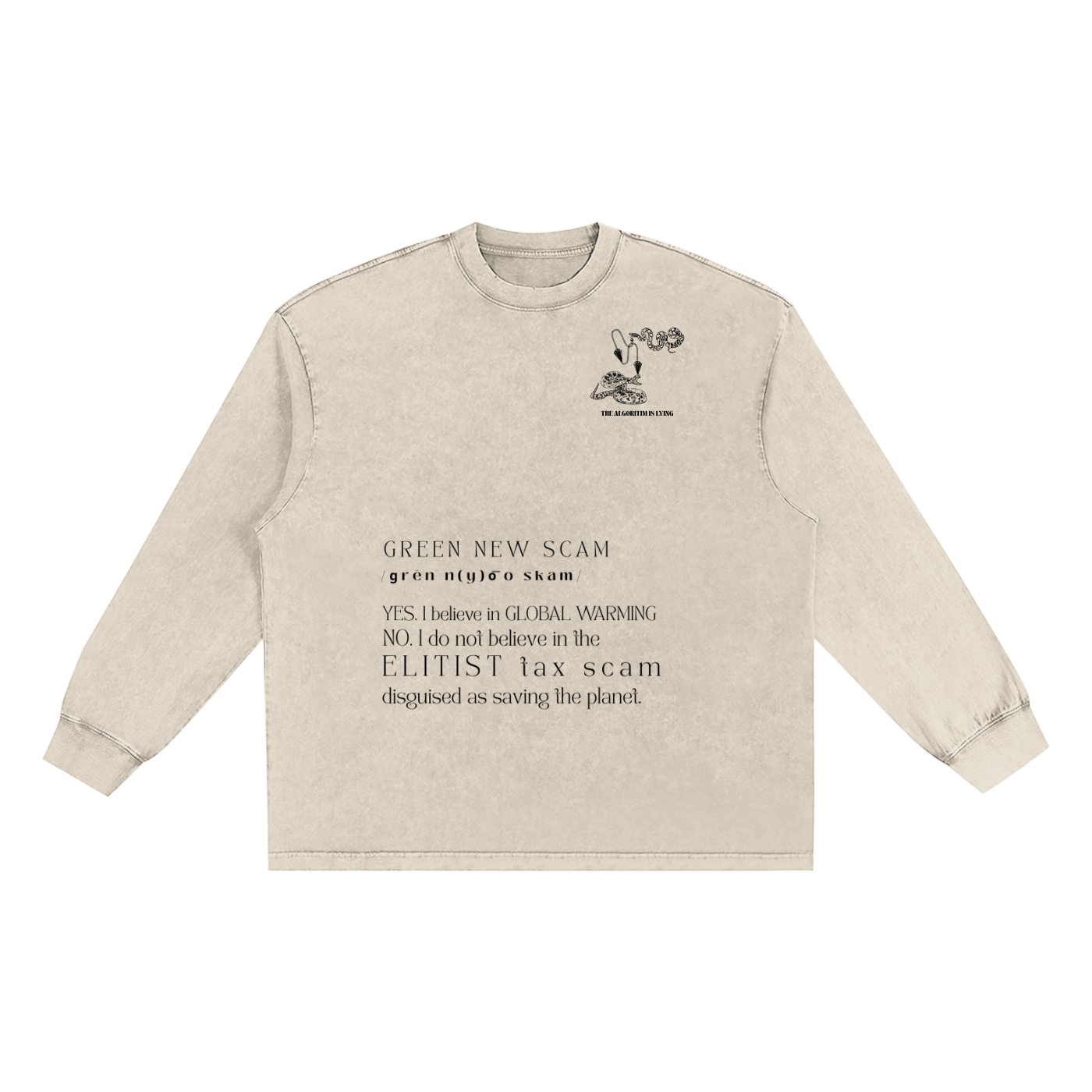 muted green new scam political streetwear long sleeve shirt 