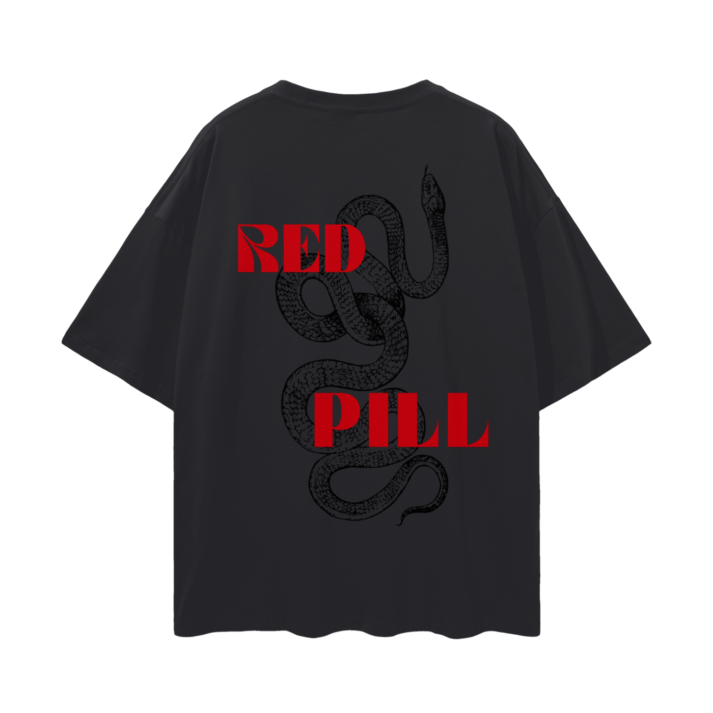 republican red pill text on drop shoulder streetwear black tee