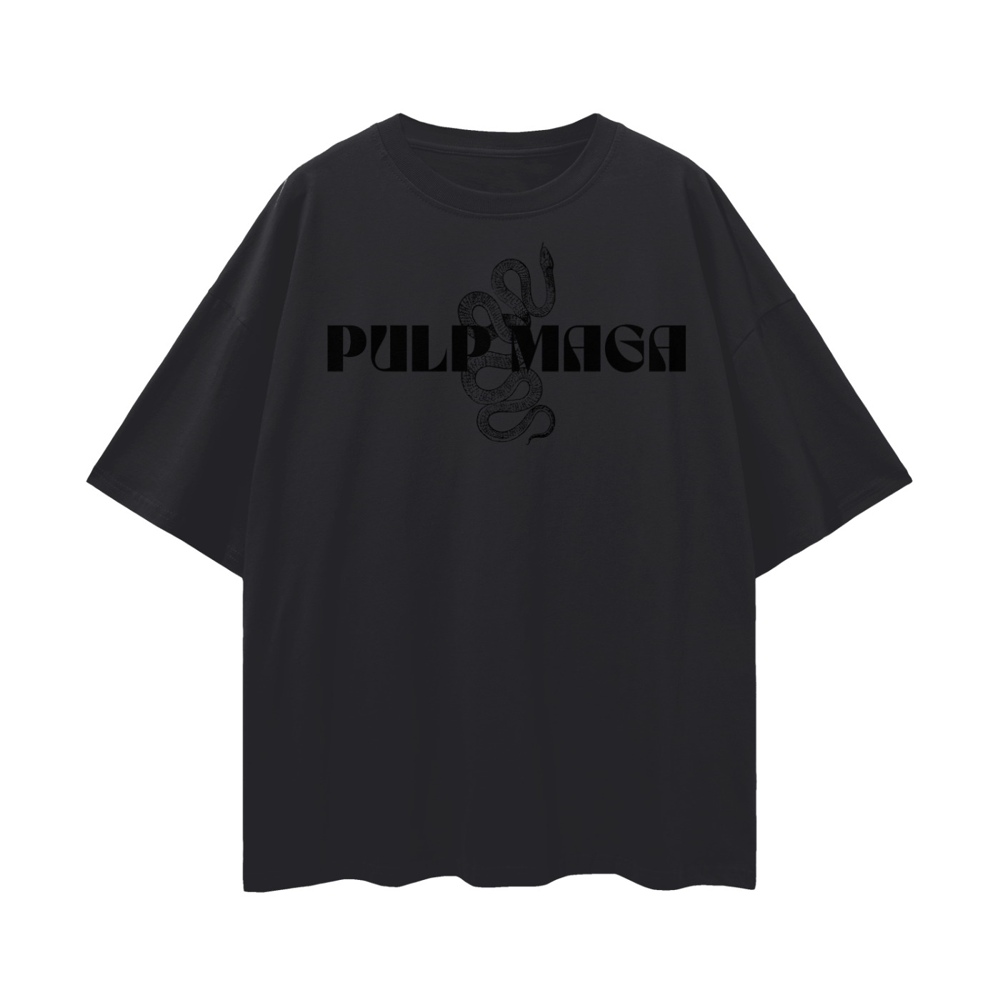 drop shoulder republican streetwear t-shirt with pulp maga logo - black on black