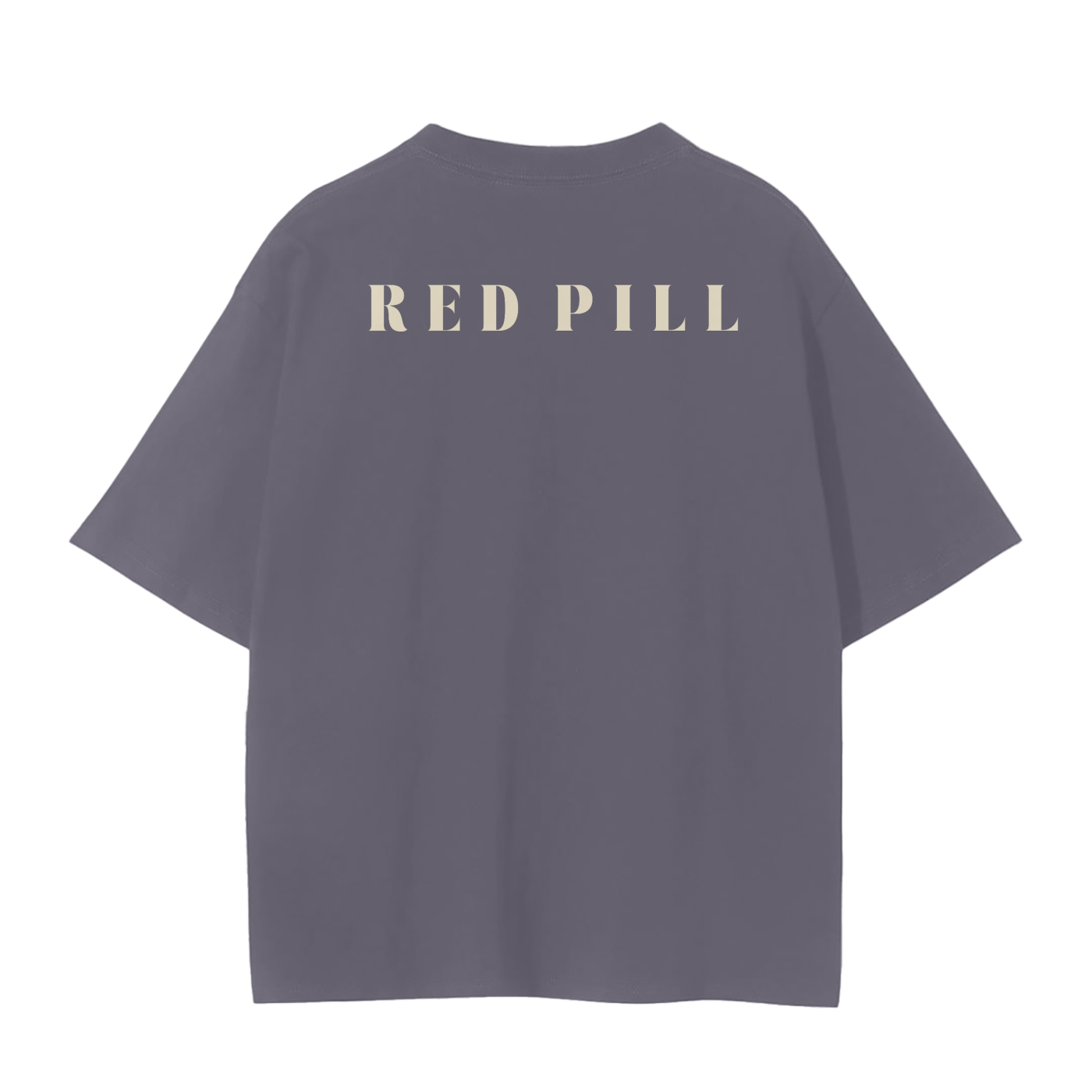gray t-shirt with red pill matrix text on back for political right wing modern style