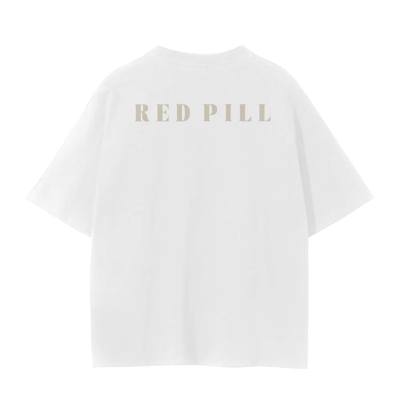 subdued white t-shirt with red pill matrix style text from pulp maga