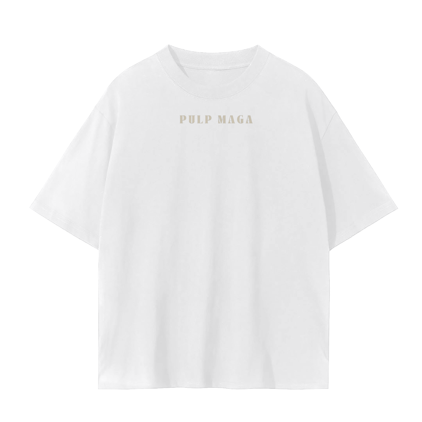minimal fear of god style republican streetwear shirt in white with beige text