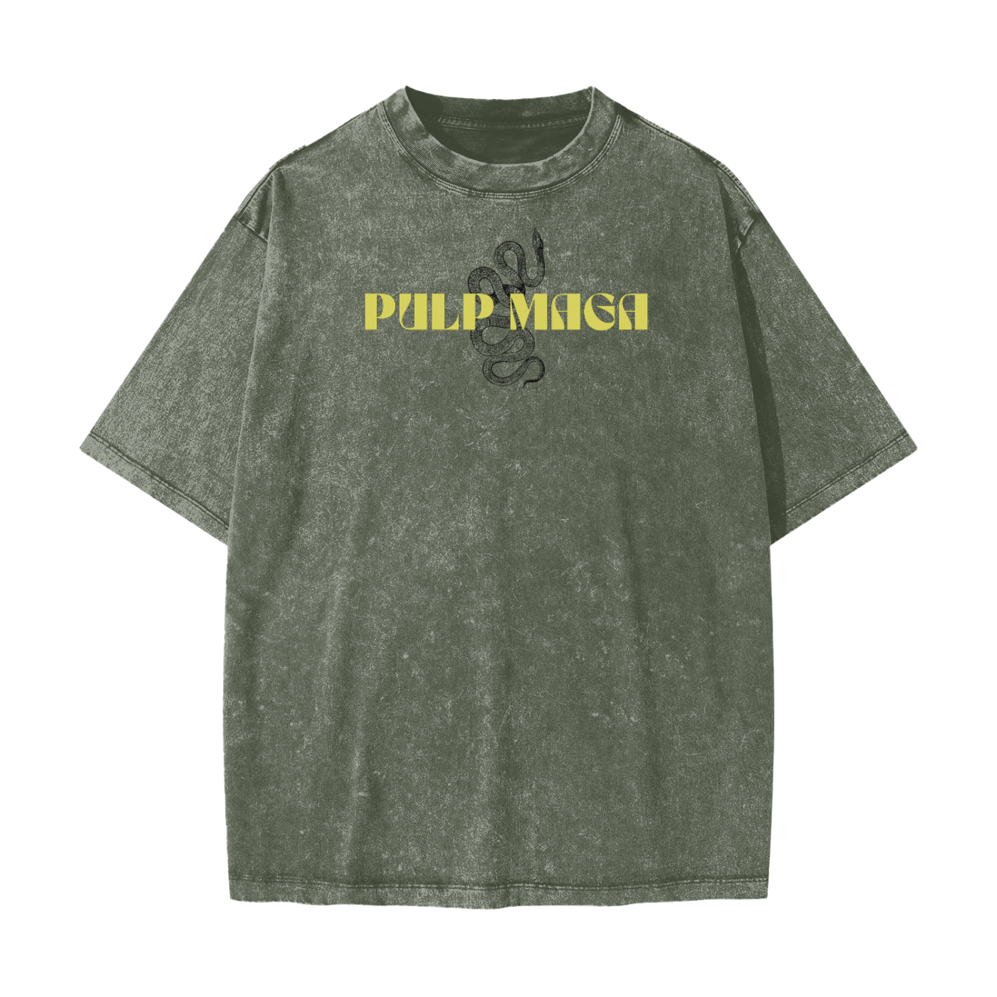 vintage washed green t-shirt with pulp maga logo