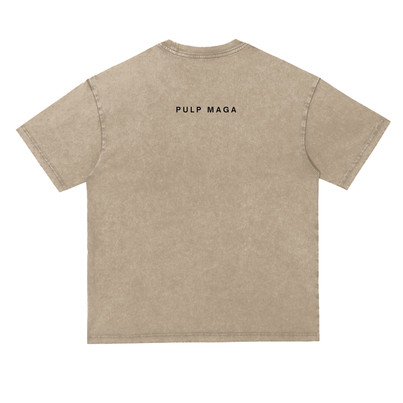 Back of khaki oversized graphic tee – heavyweight cotton political streetwear for holistic conservatives