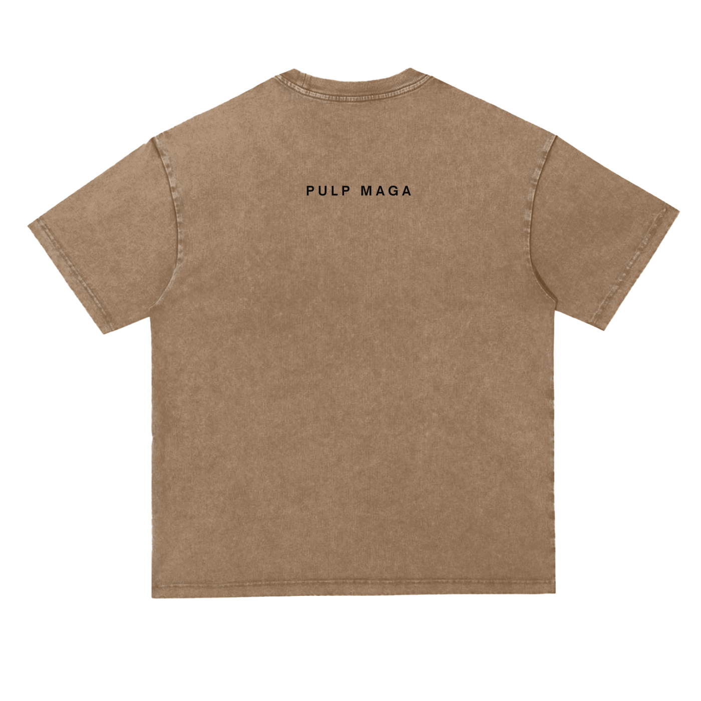 Back of coffee PULP MAGA streetwear tee – vintage acid wash conservative fashion