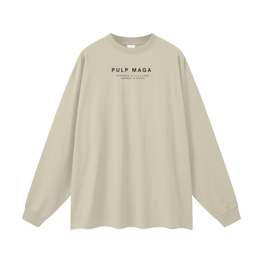 front of sand color long sleeve tee – clean and minimal aesthetic from PULP MAGA