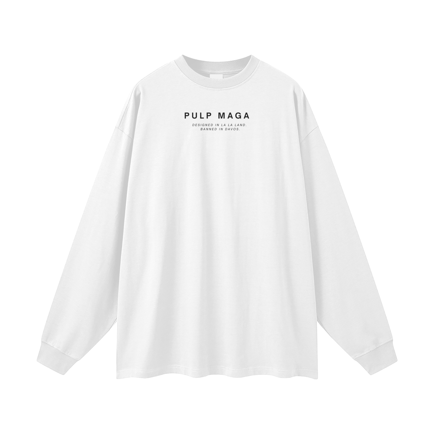 white long sleeve cotton shirt – minimalist branding, unisex oversized fit