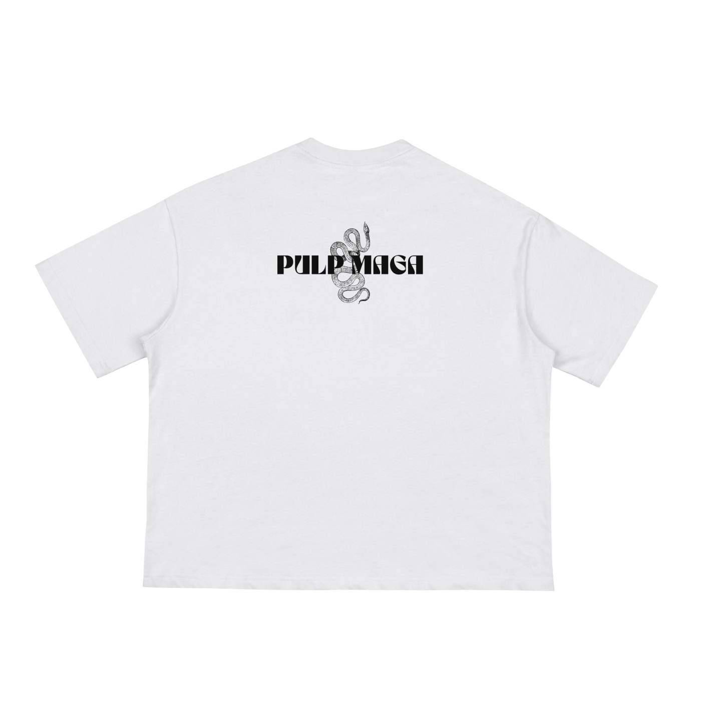 boxy trump streetwear tee with pulp maga snake logo in white