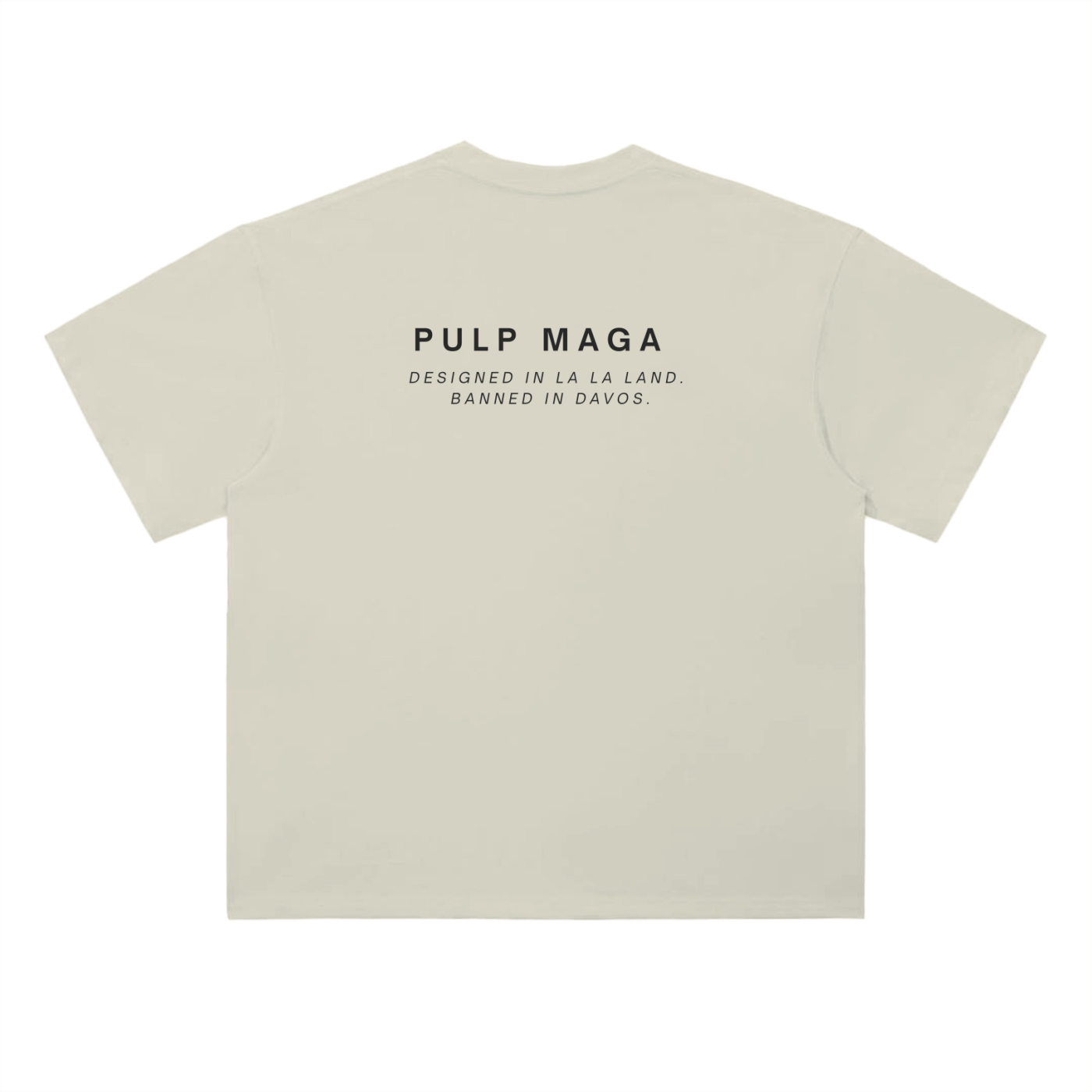 cream pulp maga logo tee with fear of god aesthetic 